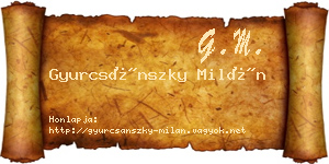 Gyurcsánszky Milán névjegykártya